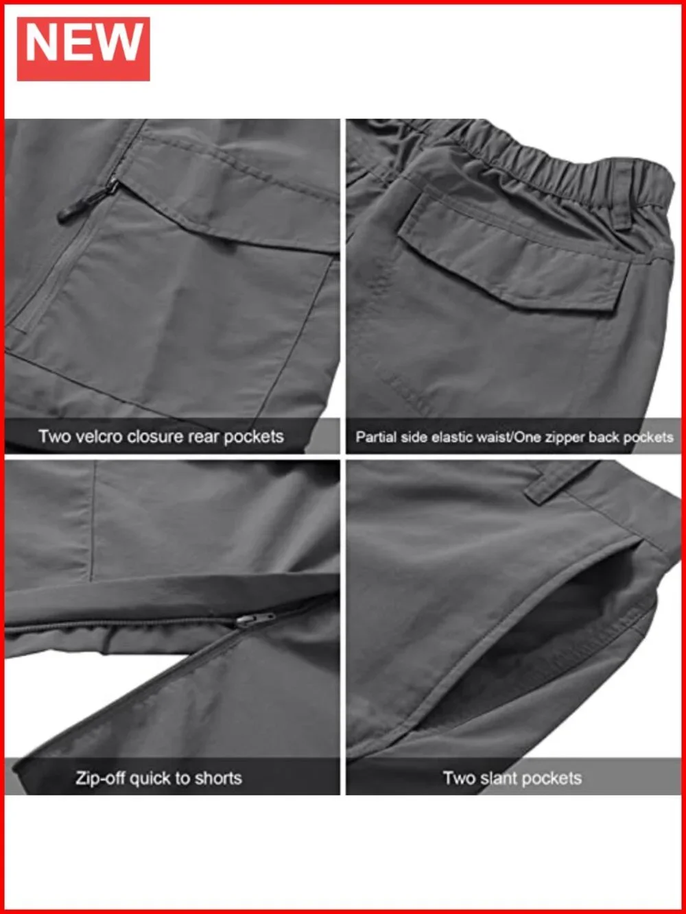 Hiking Pants Quick Dry Lightweight Fishing Convertible Zip Off Safari Trousers
